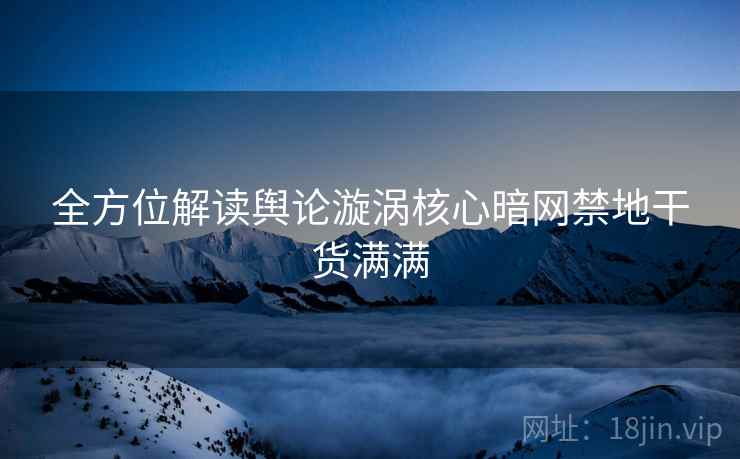 全方位解读舆论漩涡核心暗网禁地干货满满