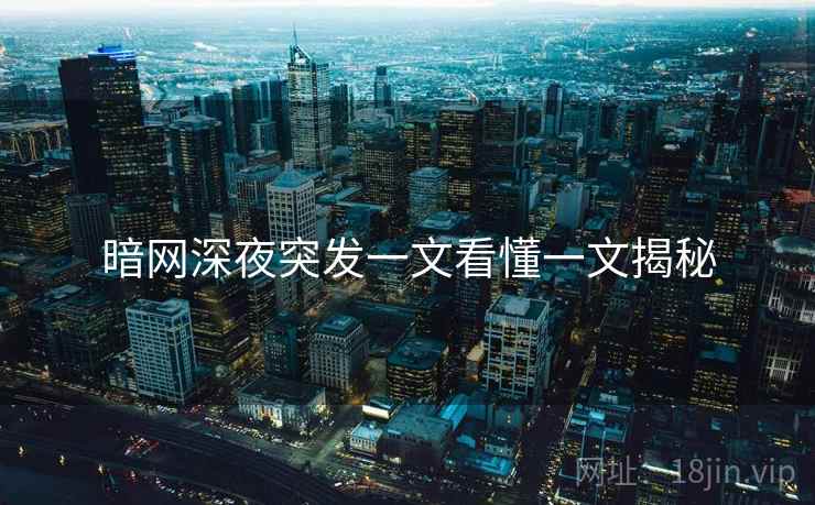 暗网深夜突发一文看懂一文揭秘