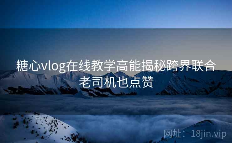 糖心vlog在线教学高能揭秘跨界联合老司机也点赞