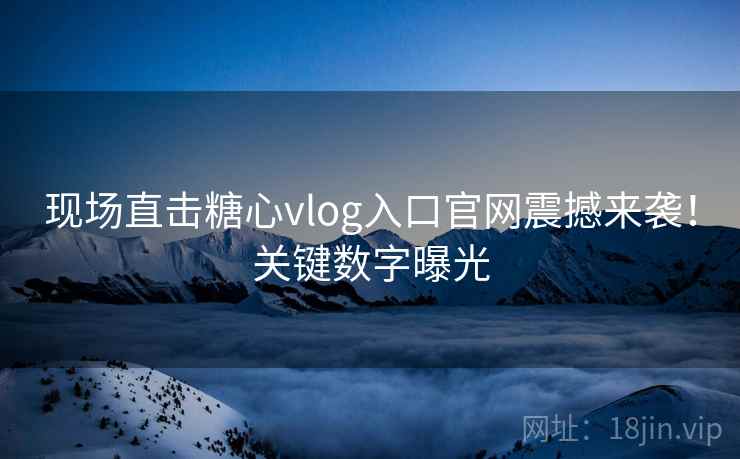 现场直击糖心vlog入口官网震撼来袭！关键数字曝光