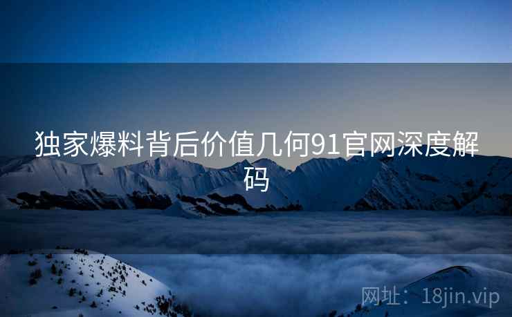 独家爆料背后价值几何91官网深度解码