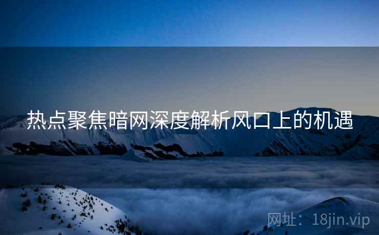 热点聚焦暗网深度解析风口上的机遇