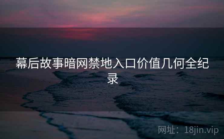 幕后故事暗网禁地入口价值几何全纪录